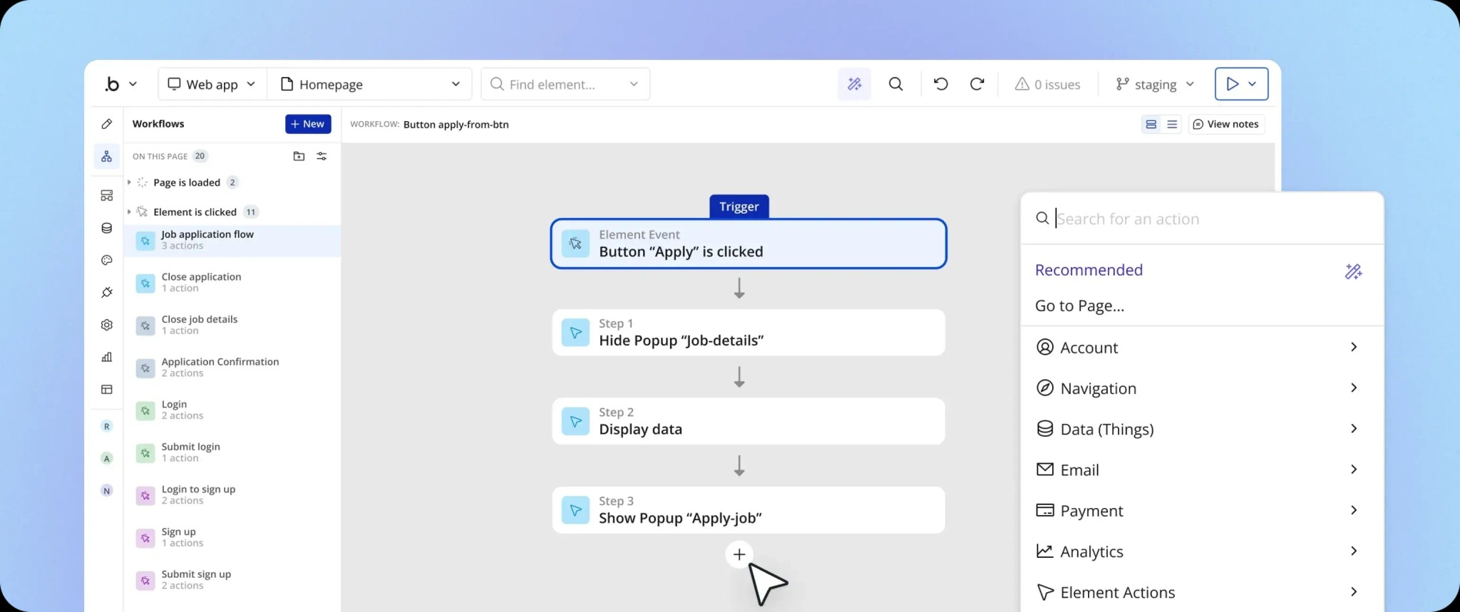 MagicalAPI and Bubble Integration Workflow Dashboard Screenshot