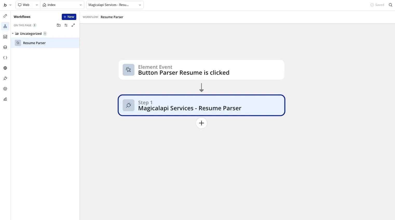 MagicalAPI and Bubble Integration Workflow Dashboard Screenshot