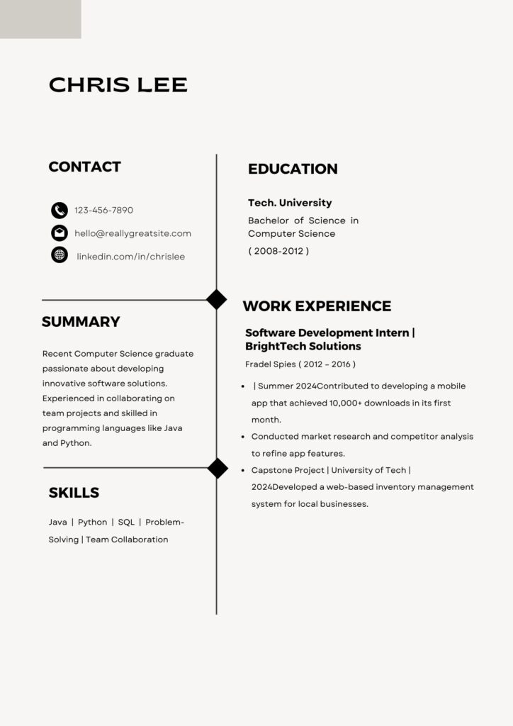 Resume Example for Recent Graduates