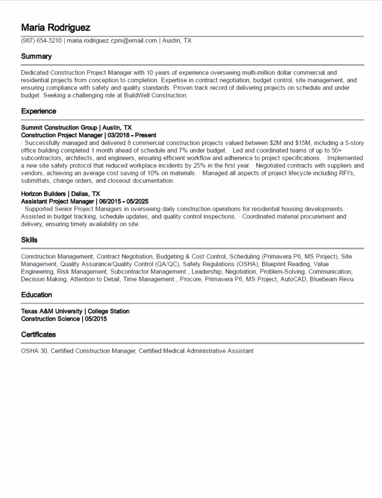2. Construction Project Manager