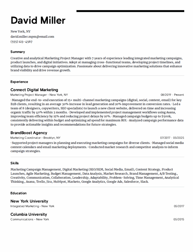 3. Marketing Project Manager