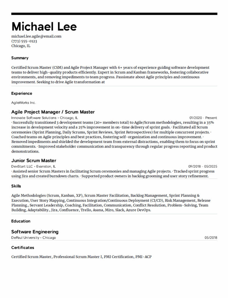 5. Agile Project Manager/ Scrum master