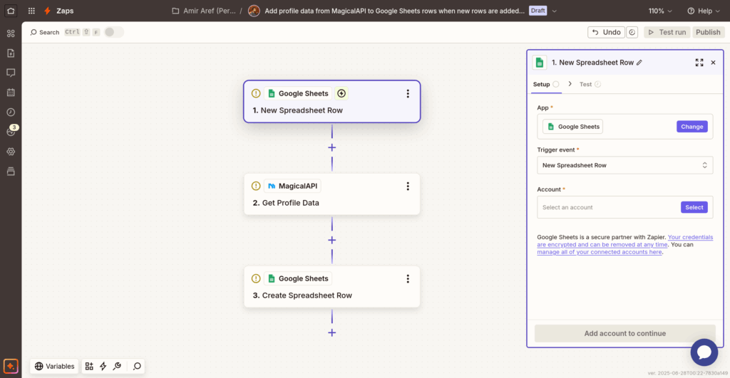 Configure the Zap Input Data in the Zap Editor