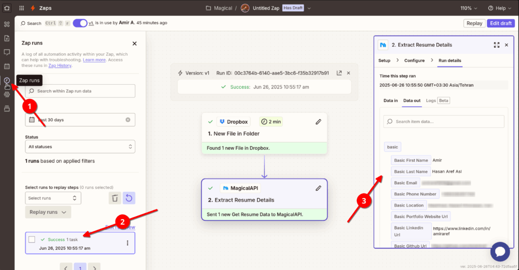 Zap runs in zap editor