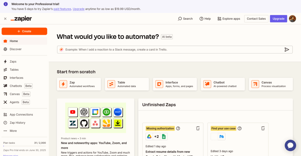 Zapier Home