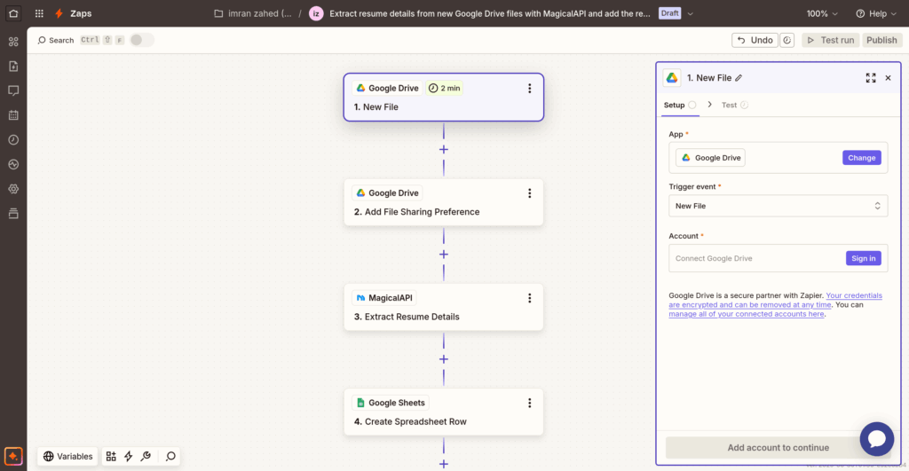 Configure the Zap Input Data in the Zap Editor