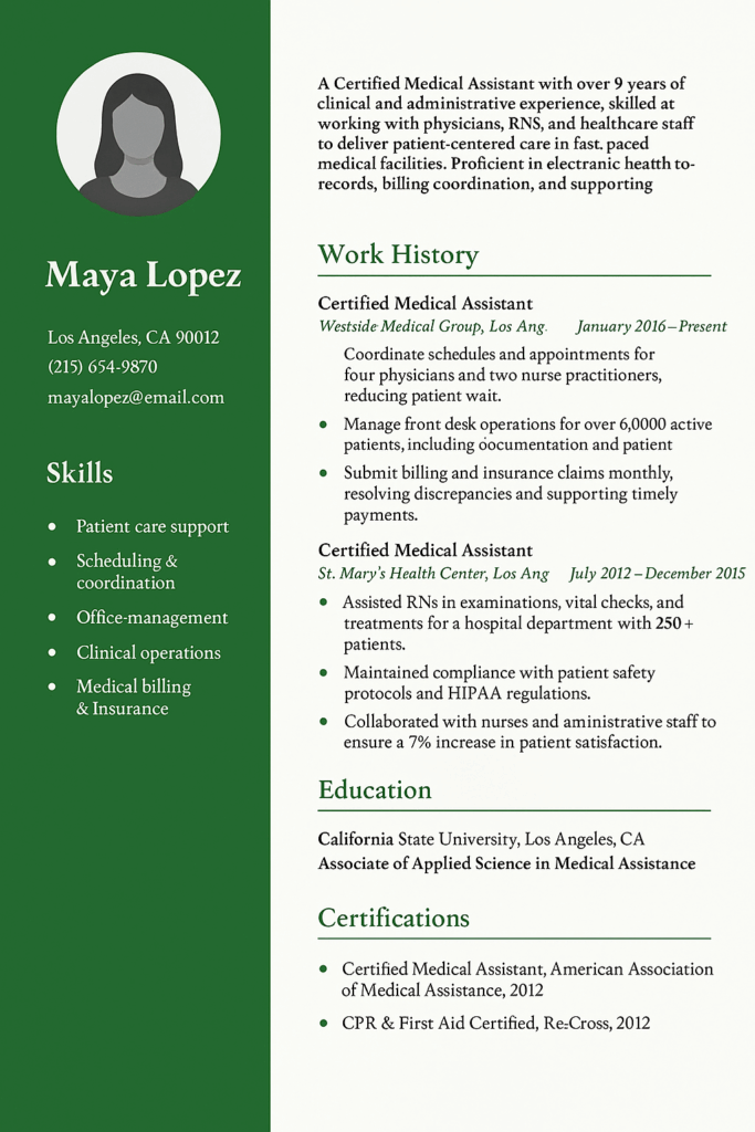 medical assistant resume