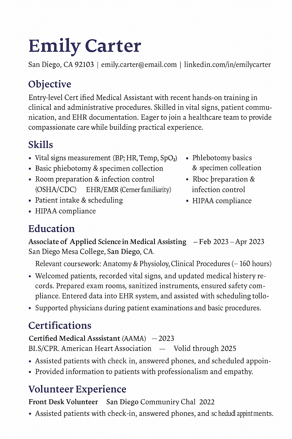 Crafting a Medical Assistant Resume with No Experience