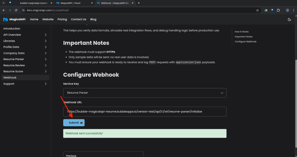 Head back to the MagicalAPI documentation