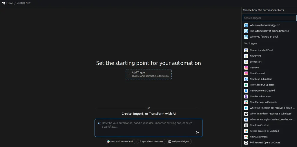 Step 1: Create a New Workflow in viaSocket