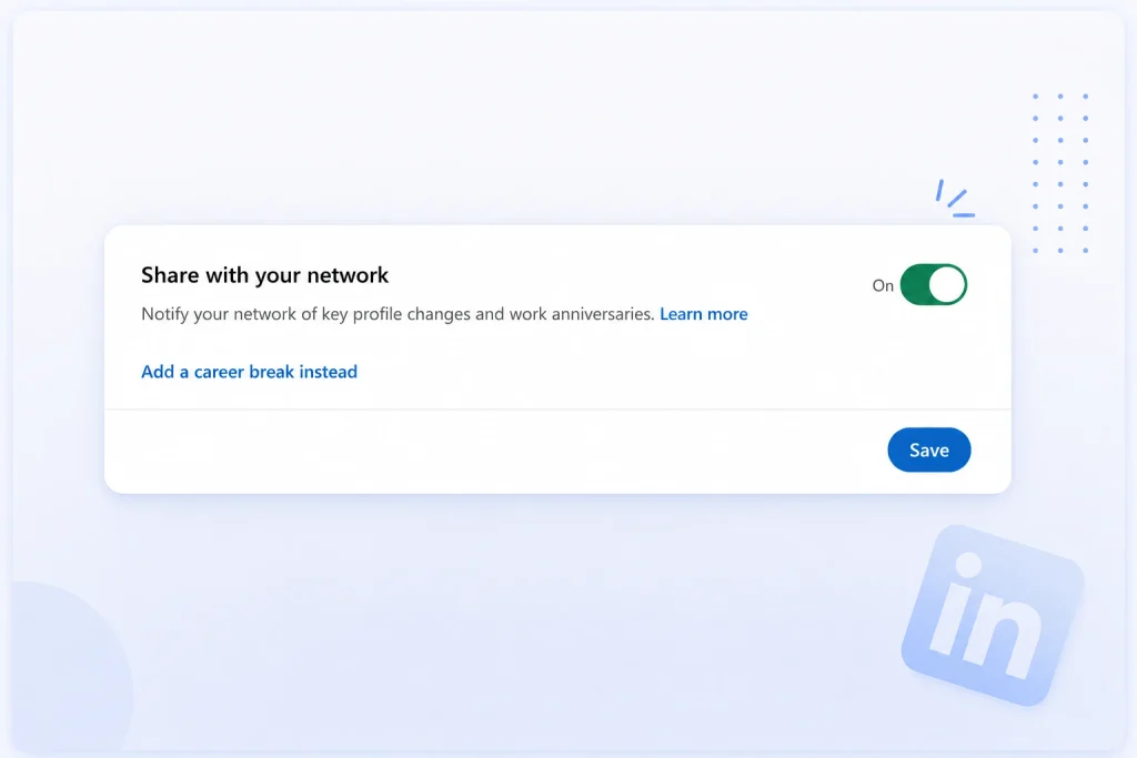 Sharing a promotion on LinkedIn profile with the networks